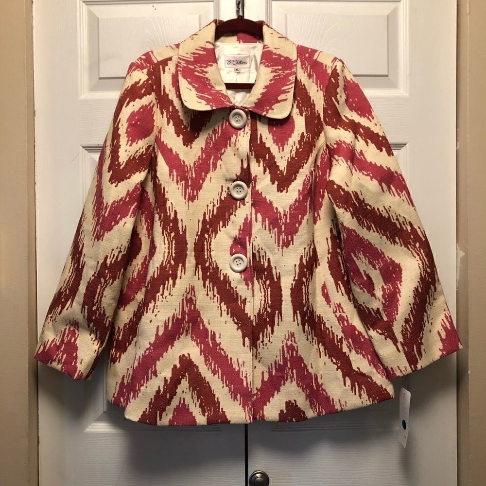 3 Sisters Ikat Print Jacket NWT